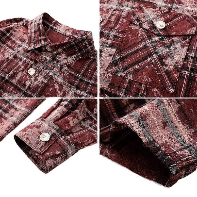 Dam oversize rutig skjortjacka med Vintage Effect och Breast fickor