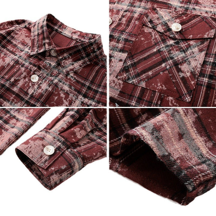 Dam oversize rutig skjortjacka med Vintage Effect och Breast fickor