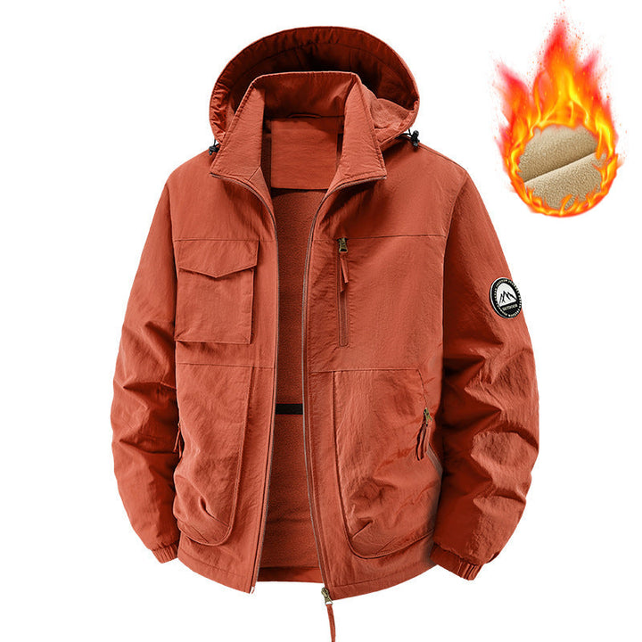 Herr Insulated Utomhus Jacka med Fleecefoder och Multifunctional Utility Fickor