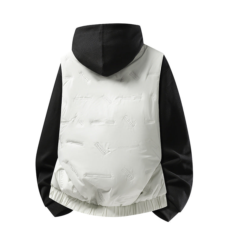 Herr Vadderad Väst i Urban Layering Look med Dragkedja, Elastisk Fåll &amp; Utanpåfickor