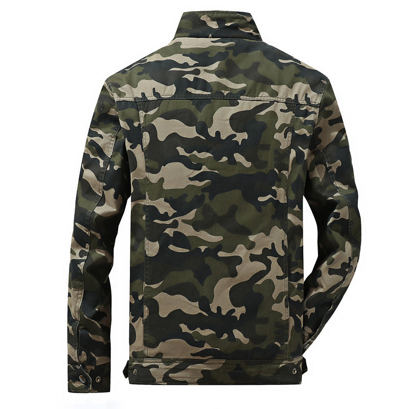 Herr Kamouflage Fältjacka med Sherpa Foder och Multifunctional Utility Fickor