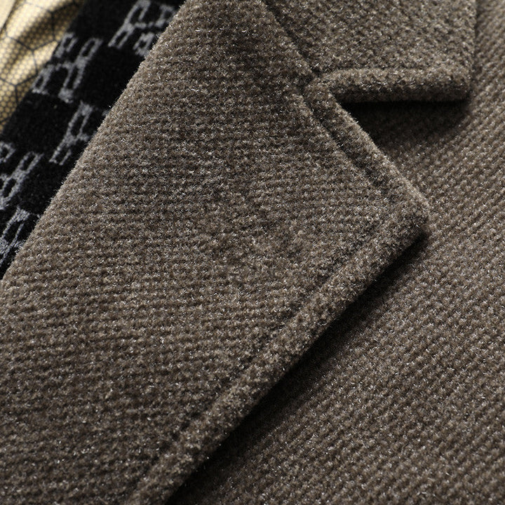 Herr Elegant Ull Blandning Overcoat med Uttagbar Quiltad Inre Jacka