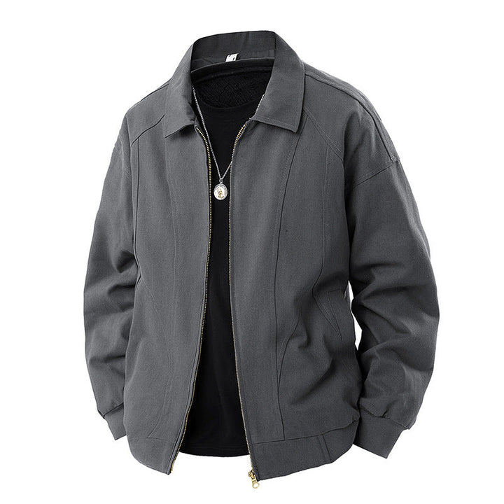 Herr Modern Blouson med Skjorta Krage, Tvåvägsdragkedja och Subtil Division Söm
