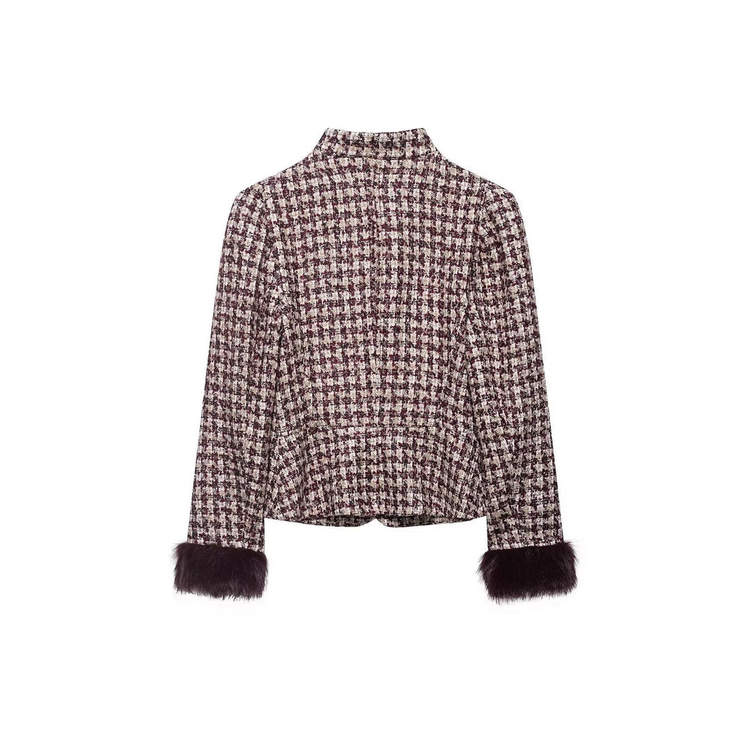 Dam Boucle-Tweed Jacka med Ståkrage och Konstpäls Muddar