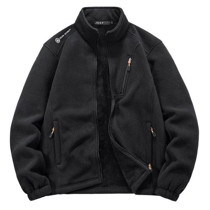 Herr Termisk Fleece Jacka med Sherpa Foder, Stående Krage och Zippered Fickor