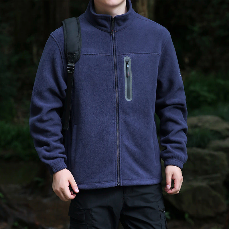 Herr Andningsbar Microfleece Jacka med Vattenavvisande Bröst Zip Knapplist och Stående Krage