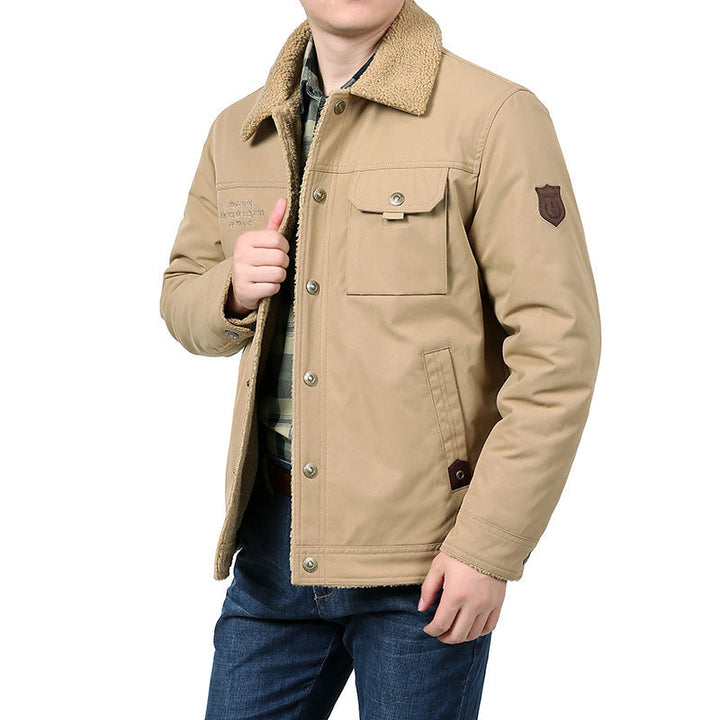 Herr Varm Fleece Jacka med Hög Krage