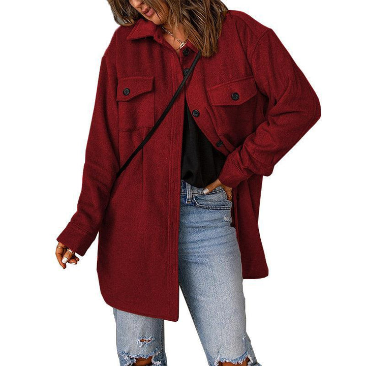Dam Oversize Shirt jacka med Breast Flaps och lång skärning