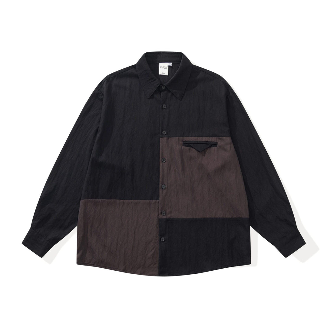 Unisex Oversized Skjorta Jacka i Patchwork Design