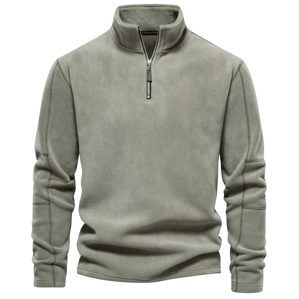 Herr Lätt Fleece Pullover med Kort Dragkedja och Ståkrage