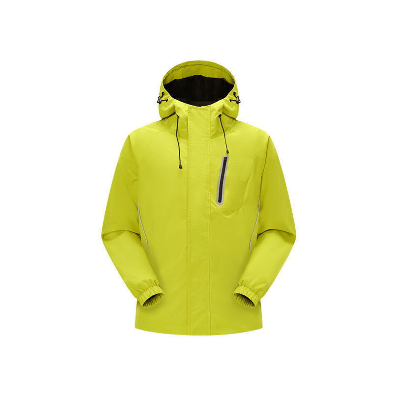 Herr Vindtät Andningsbar Regn och Softshell Jacka med Justerbar Huva och Reflekterande Inlägg Drune