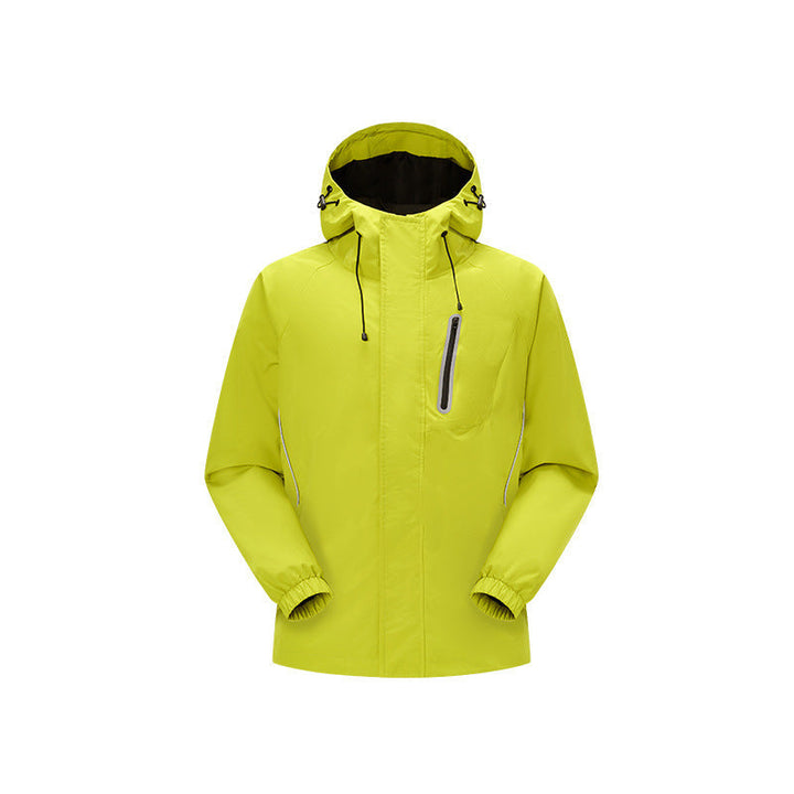 Herr Vindtät Andningsbar Regn och Softshell Jacka med Justerbar Huva och Reflekterande Inlägg Drune