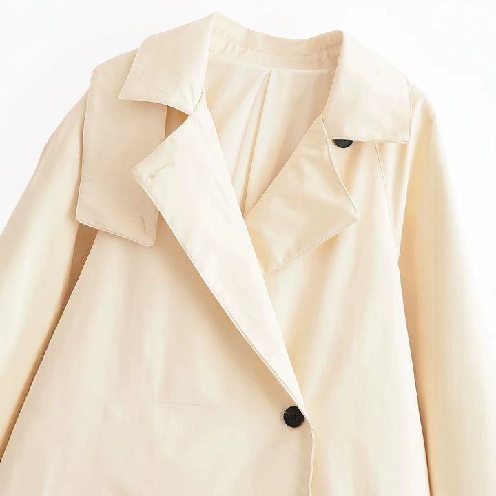 Dam Kort Trench-Stil Jacka med Asymmetric Lapel