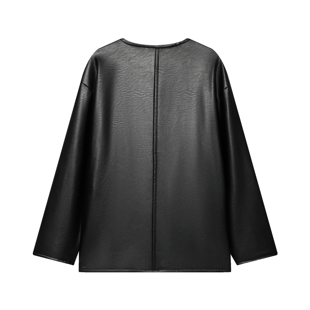 Dam oversized konstläderjacka med Toggle Closures och Applied Flap fickor