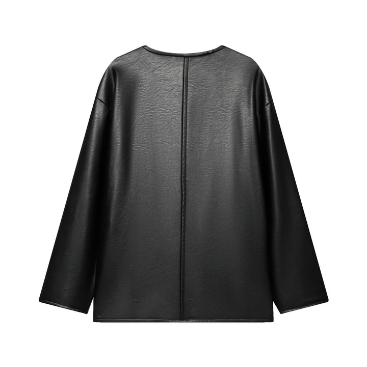 Dam oversized konstläderjacka med Toggle Closures och Applied Flap fickor