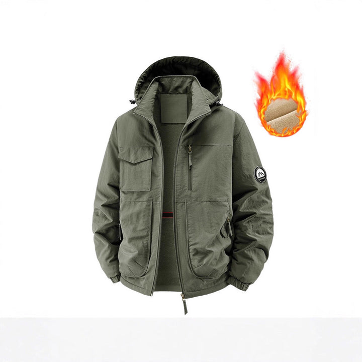 Herr Insulated Utomhus Jacka med Fleecefoder och Multifunctional Utility Fickor