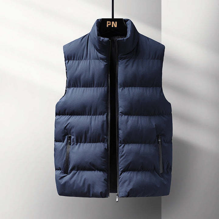 Herr Sleeveless Värmande quiltad väst med ståkrage, vindtät Skal och fickor med dragkedja