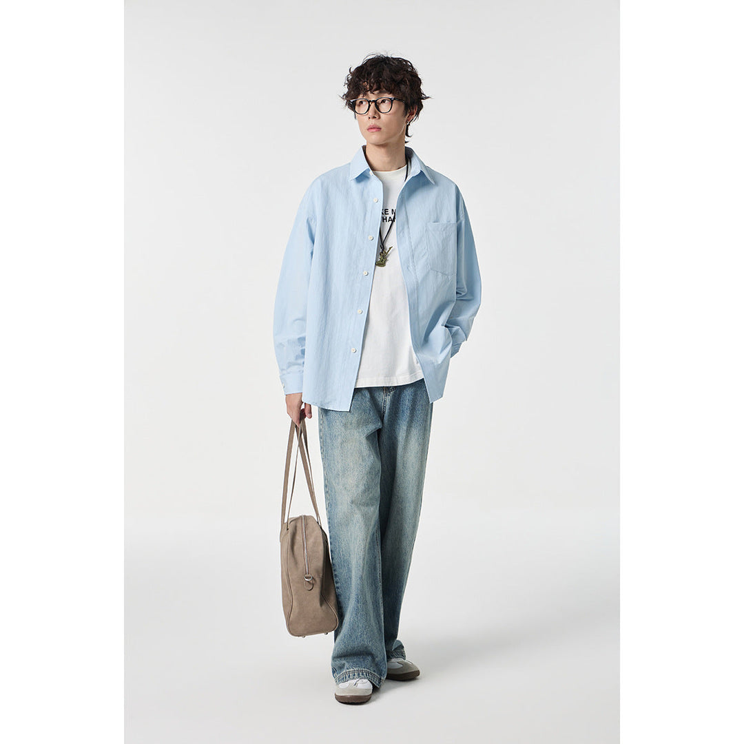 Unisex Rutig Overshirt i Patchwork Look med Bröstficka