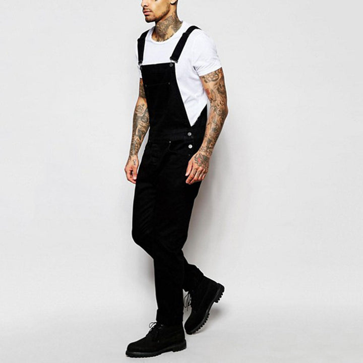 Herr casual Denim Overalls med Justerbar Straps och modern Passform