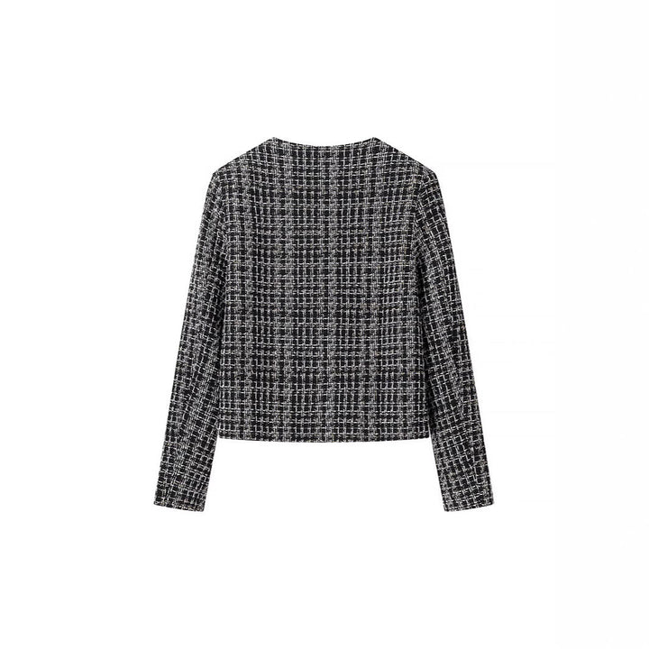 Dam Boucle tweed jacka med dekorativ knappar och Boxy kort silhuett