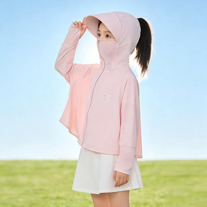 Flickor multifunctional sun jacka med huva