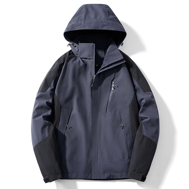 Herr Colorblock softshell Trekker Jacka med huva, dold dragkedjas och sidofickor