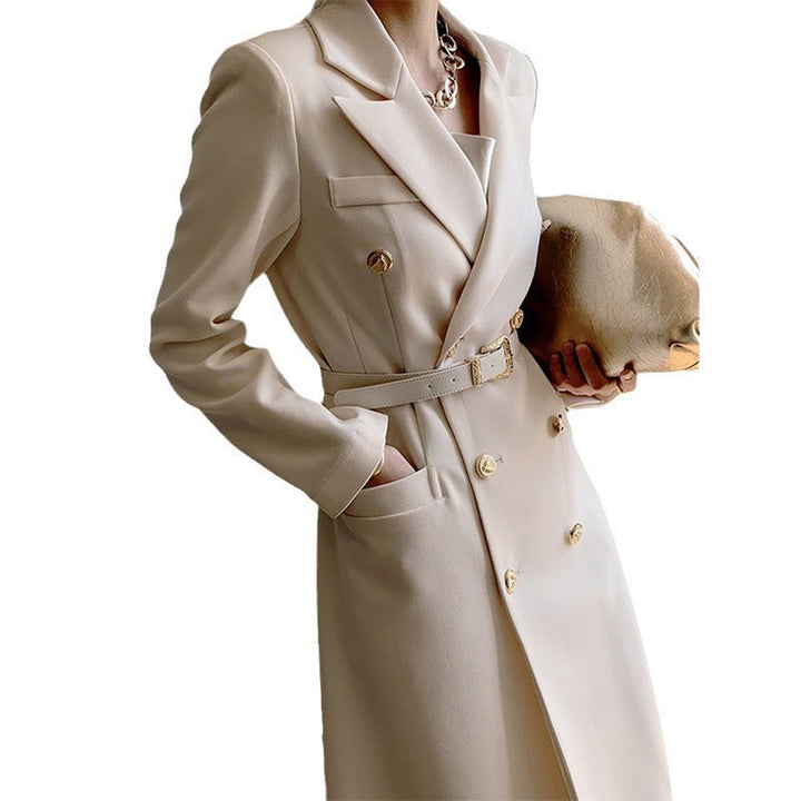 Dam elegant Double-breasted trenchcoat med midjebälte