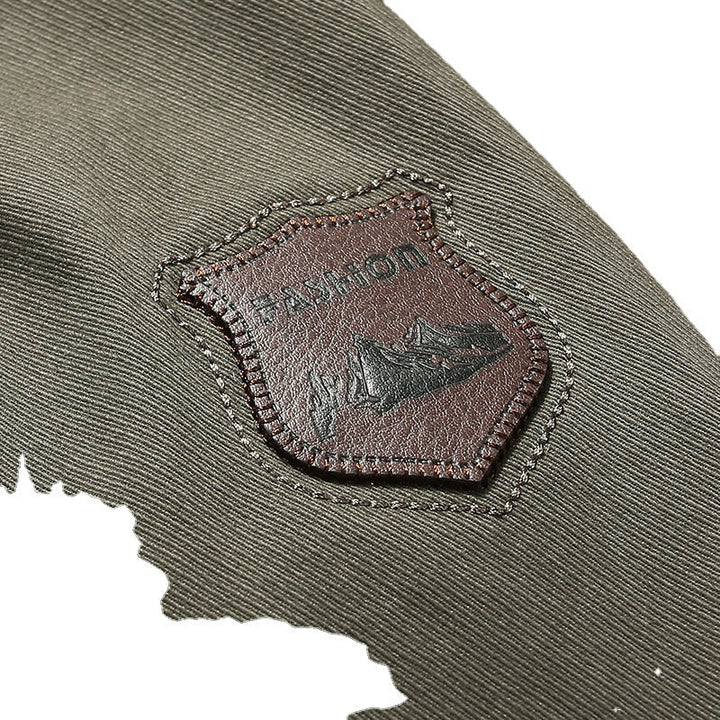 Herr Robust Canvas Fältjacka med Bröstficka, Stitch Detalj, och Skjorta Krage