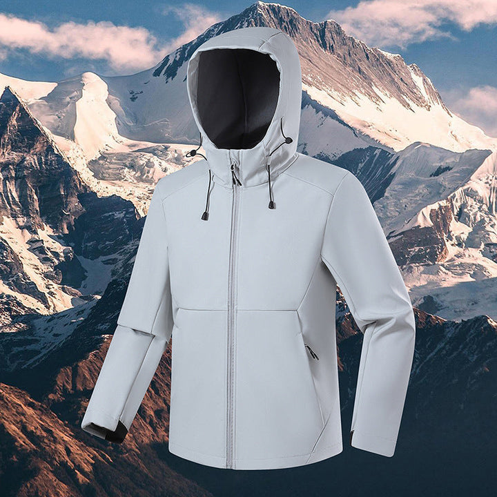 Herr Andningsbar Softshell Fleece Jacka med Multi-Layer Membrane, Ergonomic Skärning och Justerbar Huva