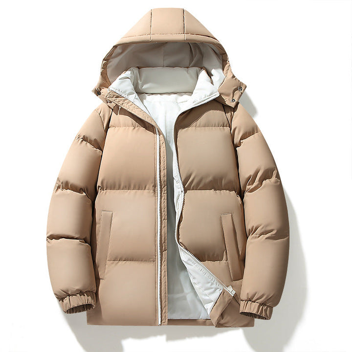 Herr Urban med Huva Quiltad Jacka med Matte Surface och Insulating Filling