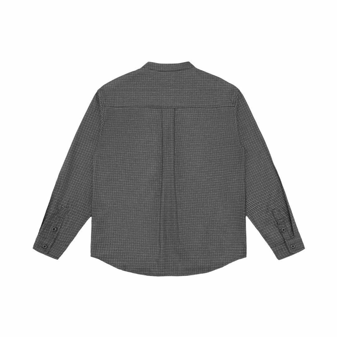 Unisex Oversized Skjorta Jacka med Ståkrage, Glen Rutigt Mönster och Rounded Fåll