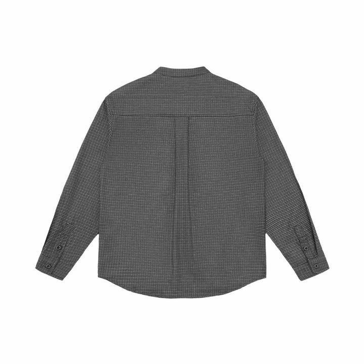 Unisex Oversized Skjorta Jacka med Ståkrage, Glen Rutigt Mönster och Rounded Fåll