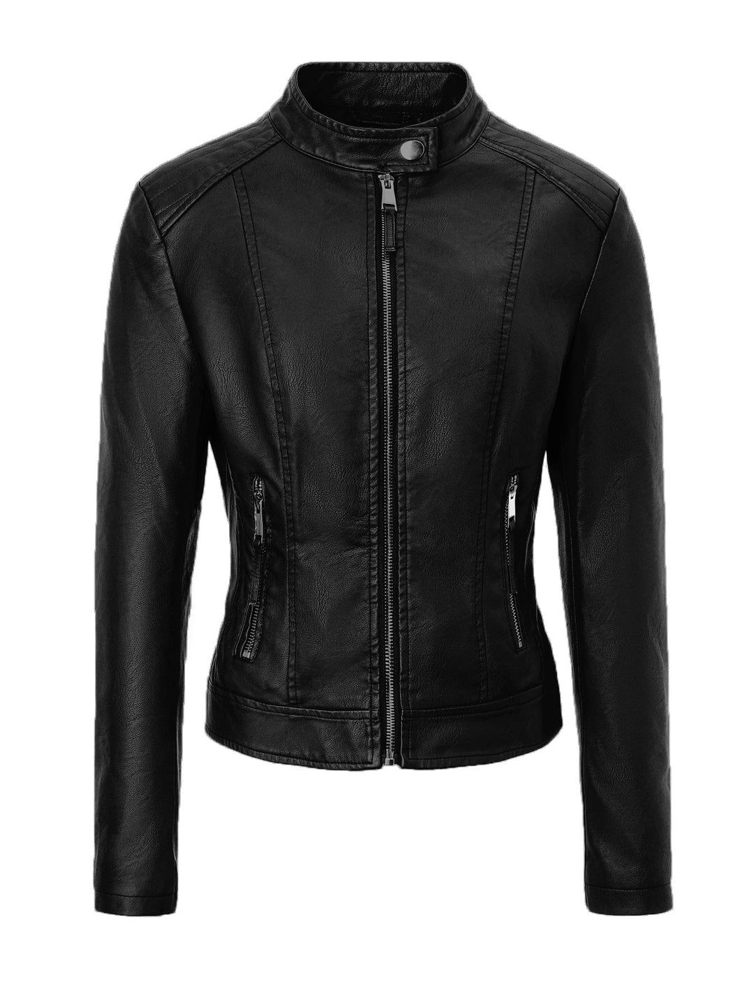 Dam Slim-passform Biker läder jacka med Stand krage