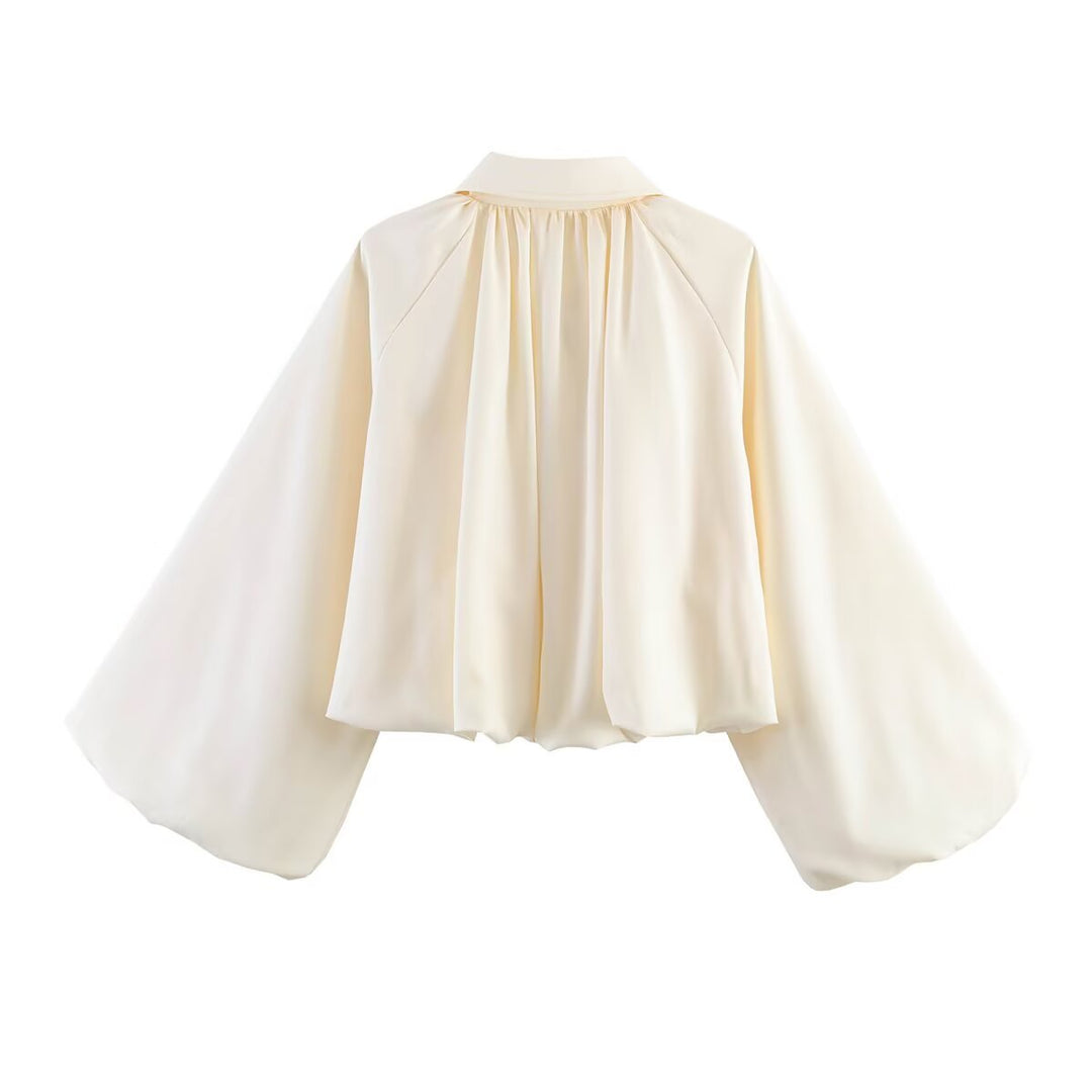 Dam Kort Cape Jacka med Wide Batwing Ärm och Gathered Yoke