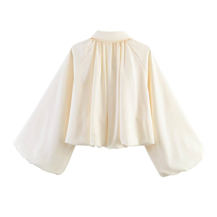 Dam Kort Cape Jacka med Wide Batwing Ärm och Gathered Yoke