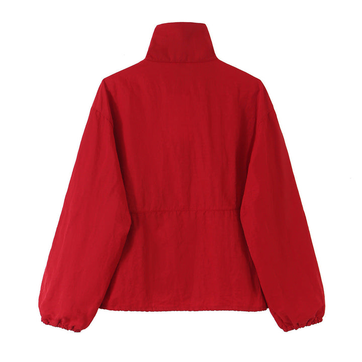 Dam Lätt Vadderad Windbreaker med Stå Krage och Prickig Prick Tryck