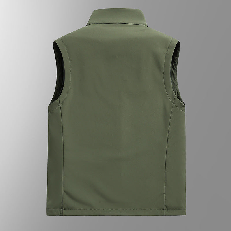 Herr Andningsbar Softshell Väst med Termisk Fleecefoder och Dold Zip Fickor