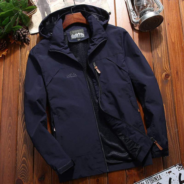 Herr Softshell Funktionell Jacka med Huva, Andningsbar Fleecefoder och Dold Dragkedjefickor
