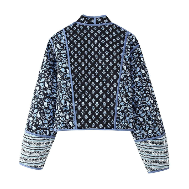 Dam reversible patchwork quiltad jacka i kimono stil med kontrasterande ärmar