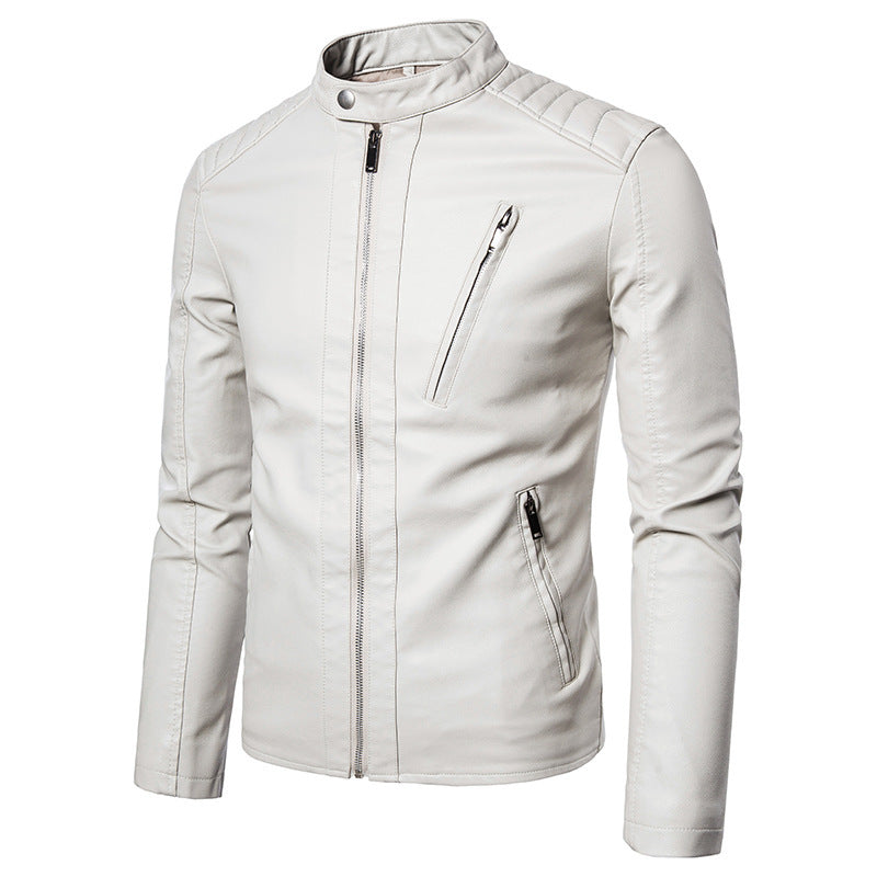Herr Mode Biker Jacka med Quiltad Detaljer
