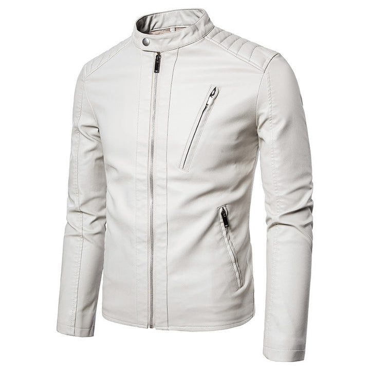 Herr Mode Biker Jacka med Quiltad Detaljer