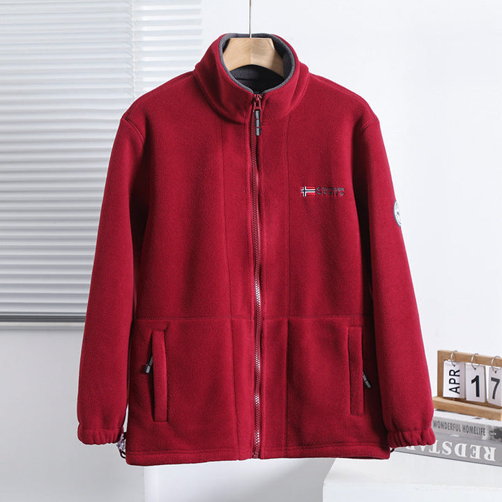 Herr Microfleece Quiltad Jacka med Stående Krage, Elastisk Muddar och Dold Sida Fickor