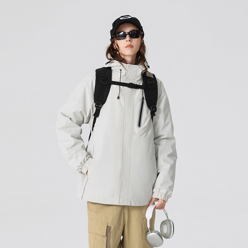 Herr Vindtät Andningsbar Regn och Softshell Jacka med Justerbar Huva och Reflekterande Inlägg Drune