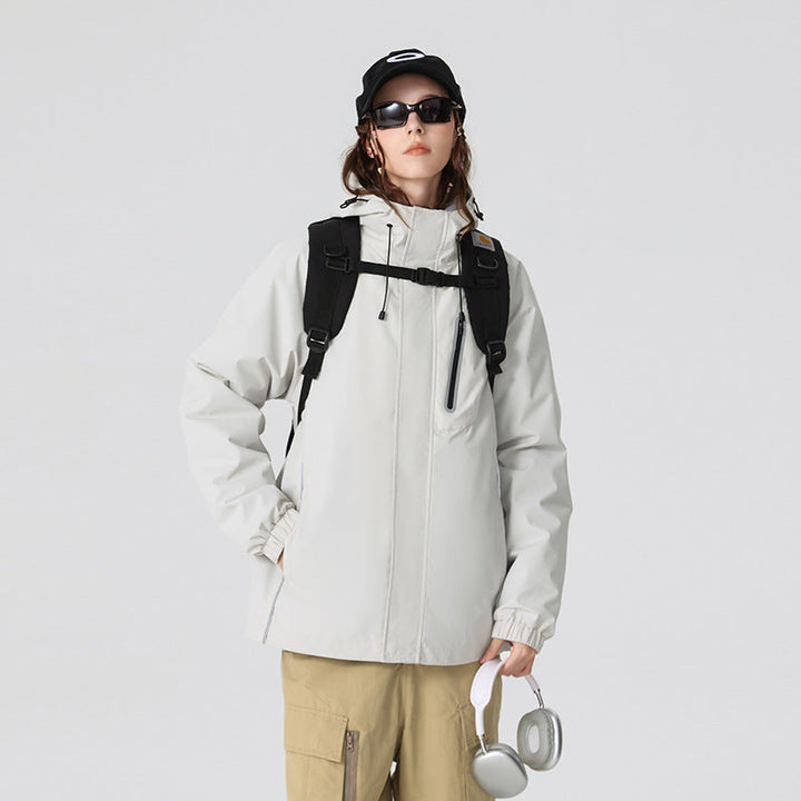 Herr Vindtät Andningsbar Regn och Softshell Jacka med Justerbar Huva och Reflekterande Inlägg Drune
