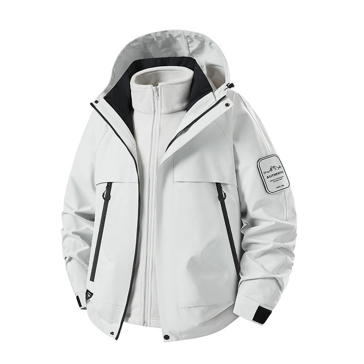 Herr Multifunctional Vattentät Softshell Regnjacka med Uttagbar Fleece Inre Jacka
