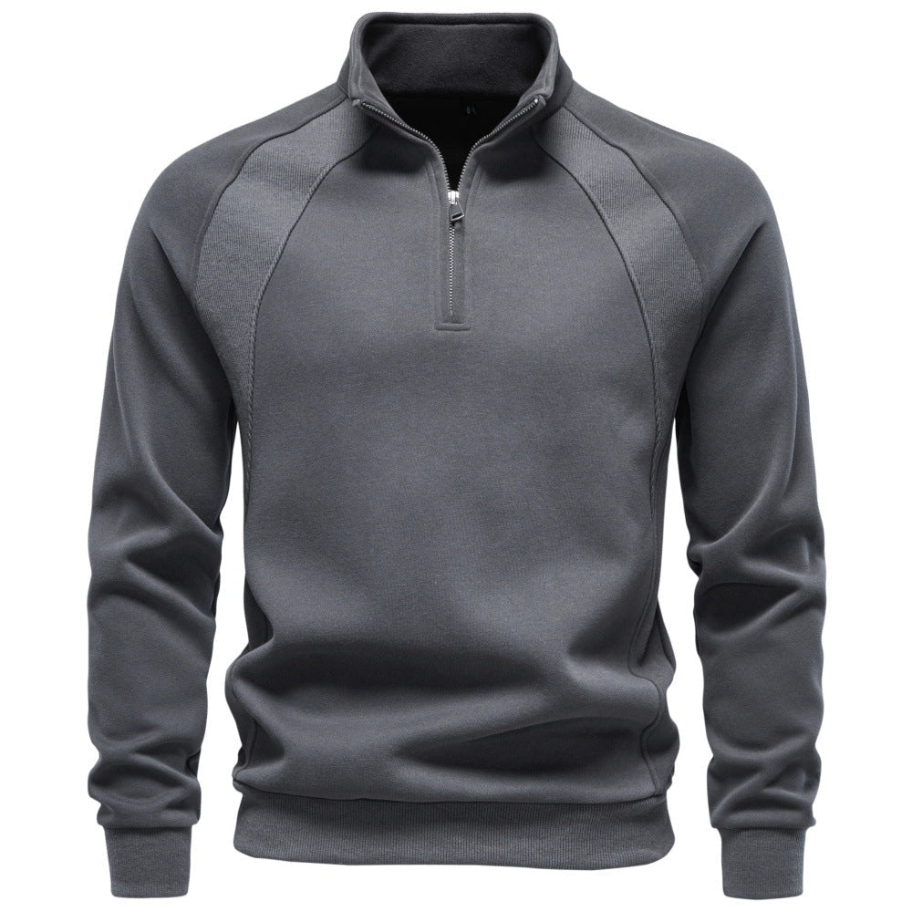 Herr Troyer Fleece Pullover med Ståkrage och Halv Dragkedja