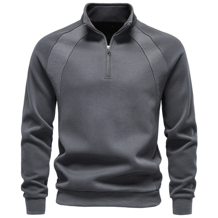 Herr Troyer Fleece Pullover med Ståkrage och Halv Dragkedja
