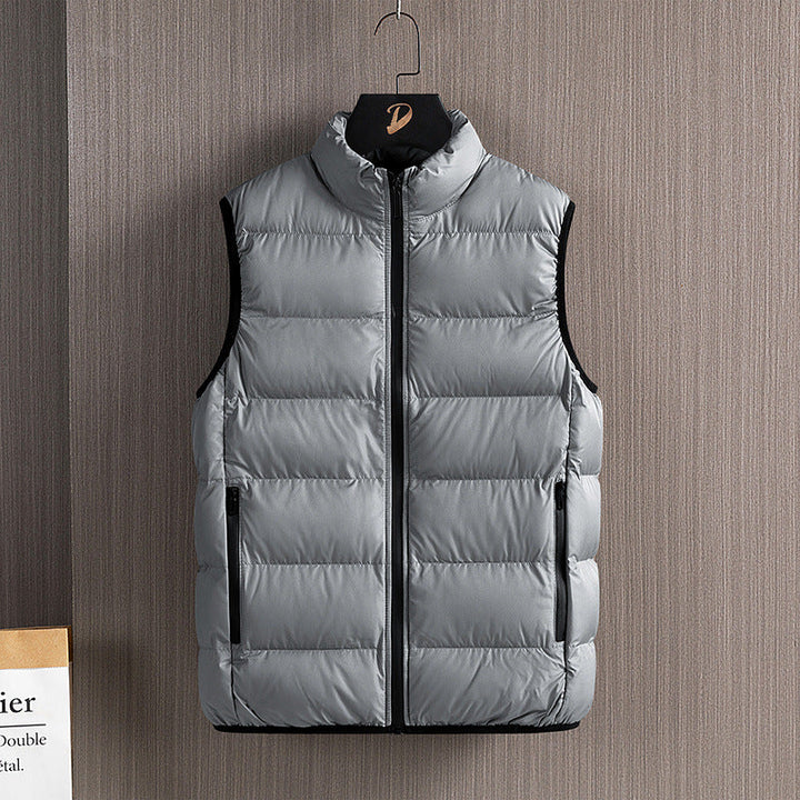 Herr Slim-Fit Ultra-Light Quiltad Termisk Väst med Hög Krage och Vattenavvisande Dragkedjor