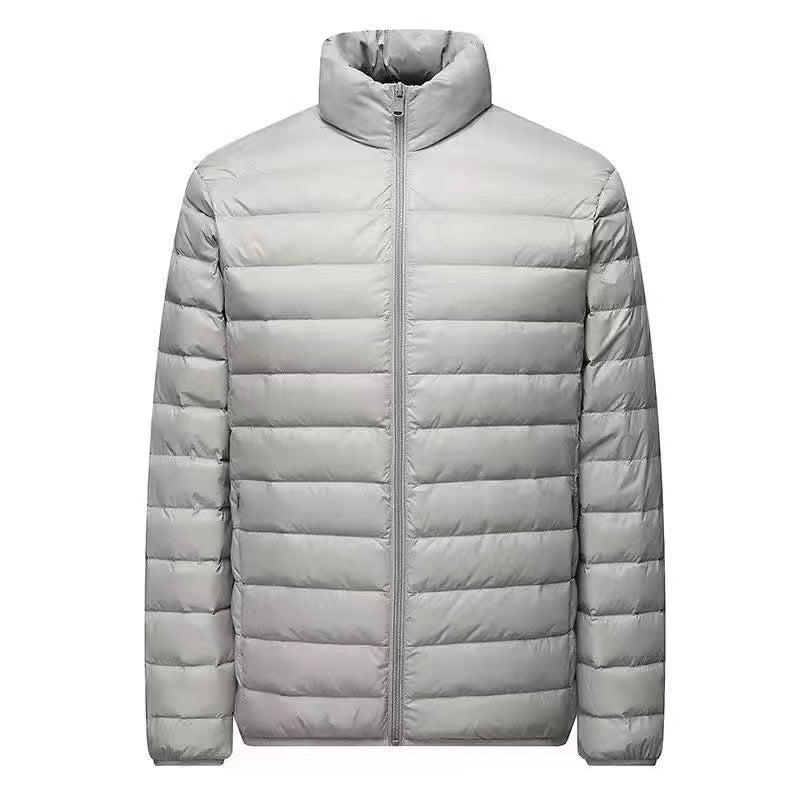 Herr ultra-light packable micro quiltad jacka med ståkrage, vadderad isolering och vindresistent skal