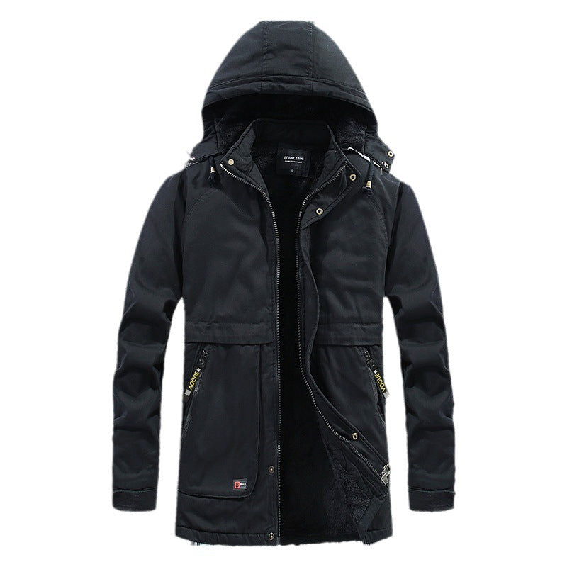 Herr vadderad parka med huva och mjuk teddyfoder